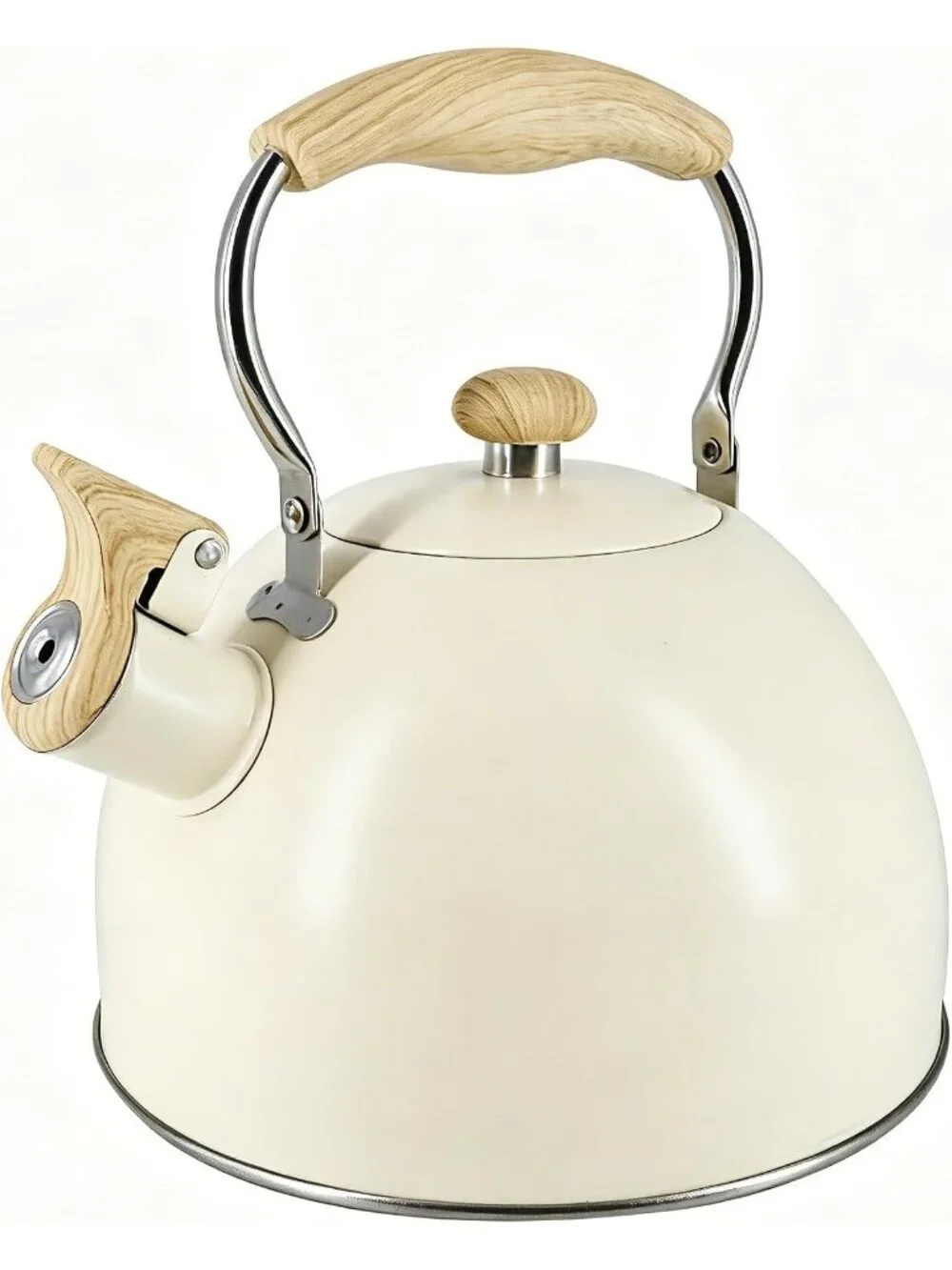 Matte Cream Kitchen Whistling Tea Kettle 2 Quart Stainless Steel Stovetop Teapot